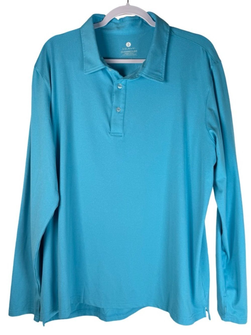 Solbari Sky Blue UPF 50+ Long Sleeve Collared Golf Polo Shirt Men’s Size XXL